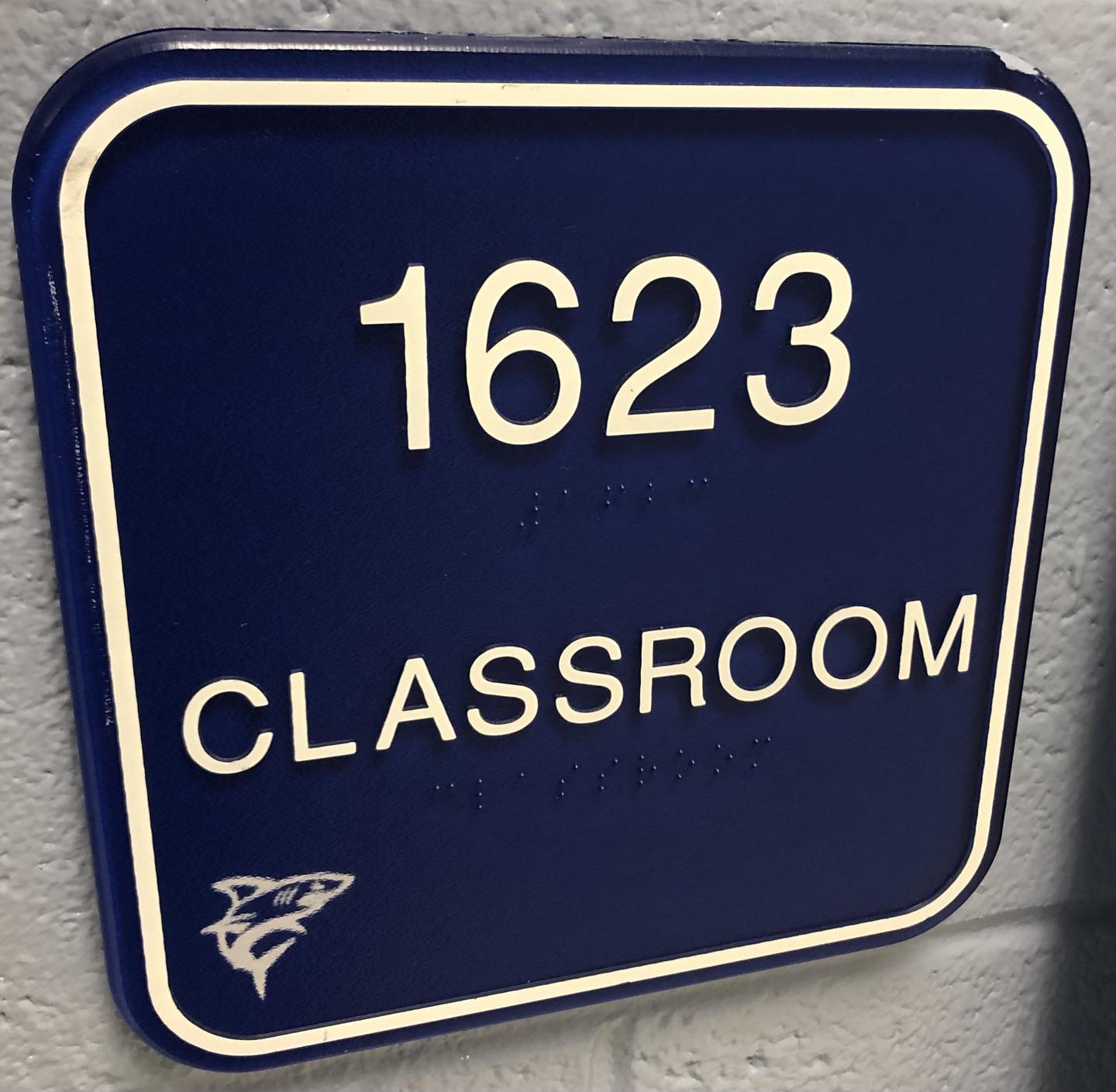 Classroom plaque with room number